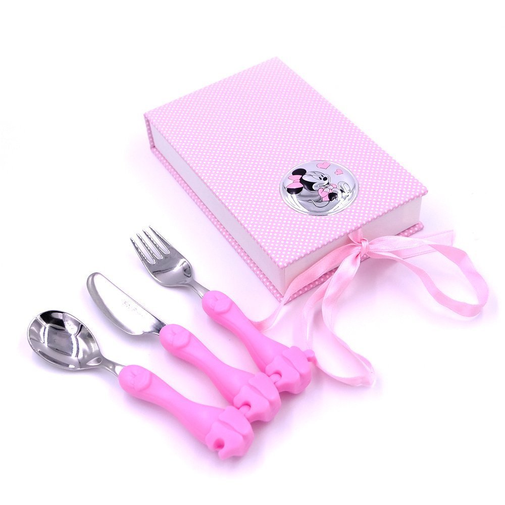 Set di 2 posate per bambini Minnie con forchetta Palleon testa in acciaio INOX cucchiaio Boller teschio 