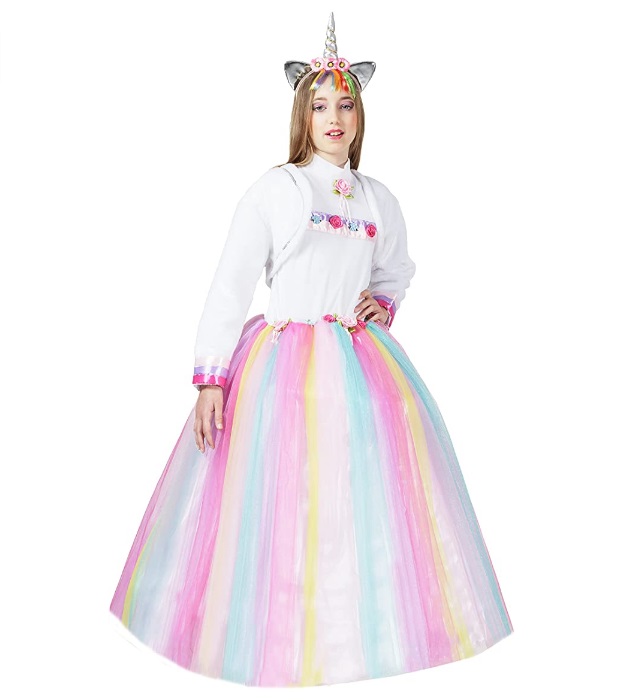 1013 - da 5 a 13 anni - the cartoon world - VESTITO COSTUME Maschera di  CARNEVALE Ragazza - Principessa unicorno