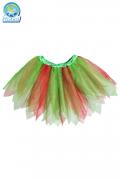Gonna Di Tulle Bicolore Bambina Lunghezza 35cm Rosso/verde Accessorio Di Carnevale