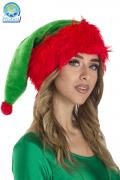Cappello Babbo Natale Con Pelliccia A Pelo Lungo Verde Accessorio Di Carnevale