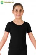 Maglietta Danza Classica E Moderna Lycra Mezza Manica Nera Bambina