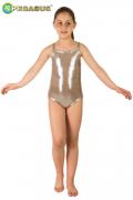 Body Danza Con Spalline Sottili In Lycra Spalmata Oro Bambina