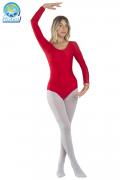Body Danza In Lycra Manica Lunga Rossa Donna