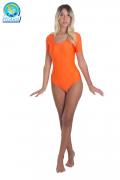 Costume Di Halloween Da Body Danza In Lycra Mezza Manica Arancione Donna