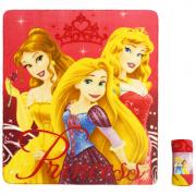 LINEN PLAID FLEECE BLANKET DISNEY PRINCESSES - 120x140 cm