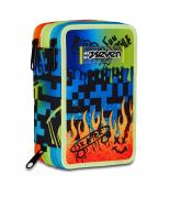 ASTUCCIO 3 ZIP SEVEN  COMPLETO di 45 PEZZI SCRIBBLED FLAME