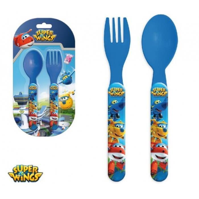 SET PAPPA Posate in Plastica - Cucchiaino e Forchetta - SUPER WINGS - SET PAPPA Posate in Plastica - Cucchiaino e Forchetta - SUPER WINGS -