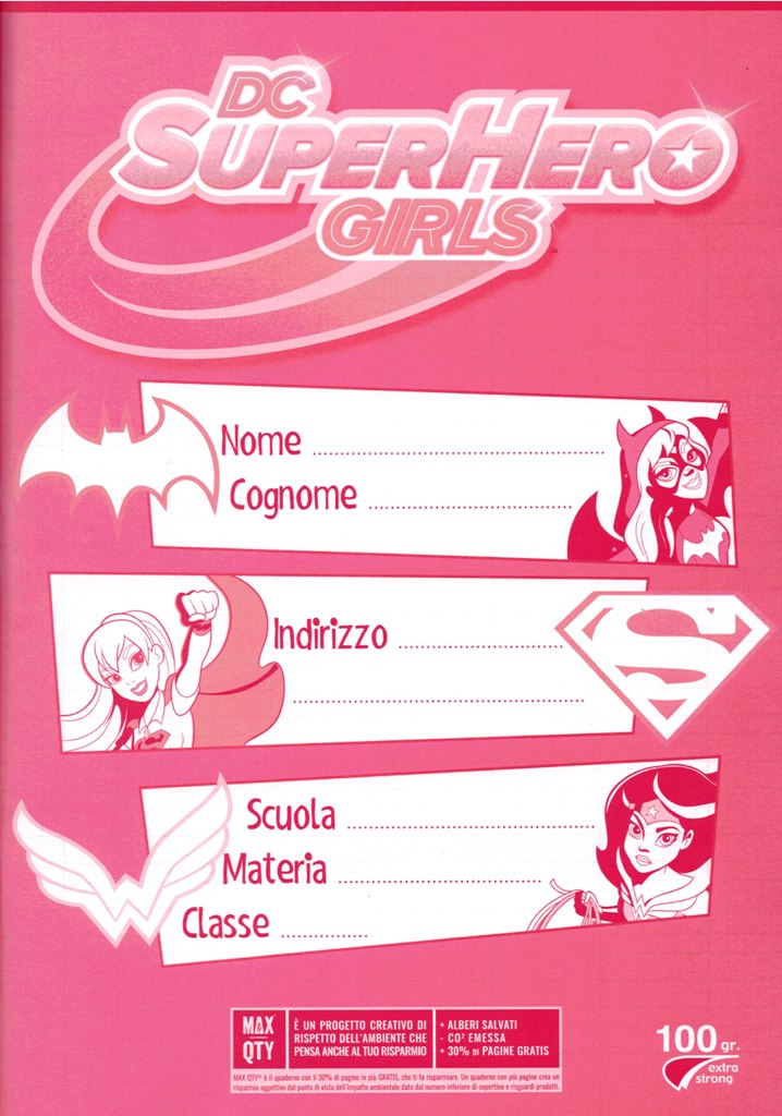 5D2001802-C - Quaderni - the cartoon world - 5 Quadernoni Quaderni maxi A/4  SEVEN - SUPER HERO GIRLS - Rigatura C