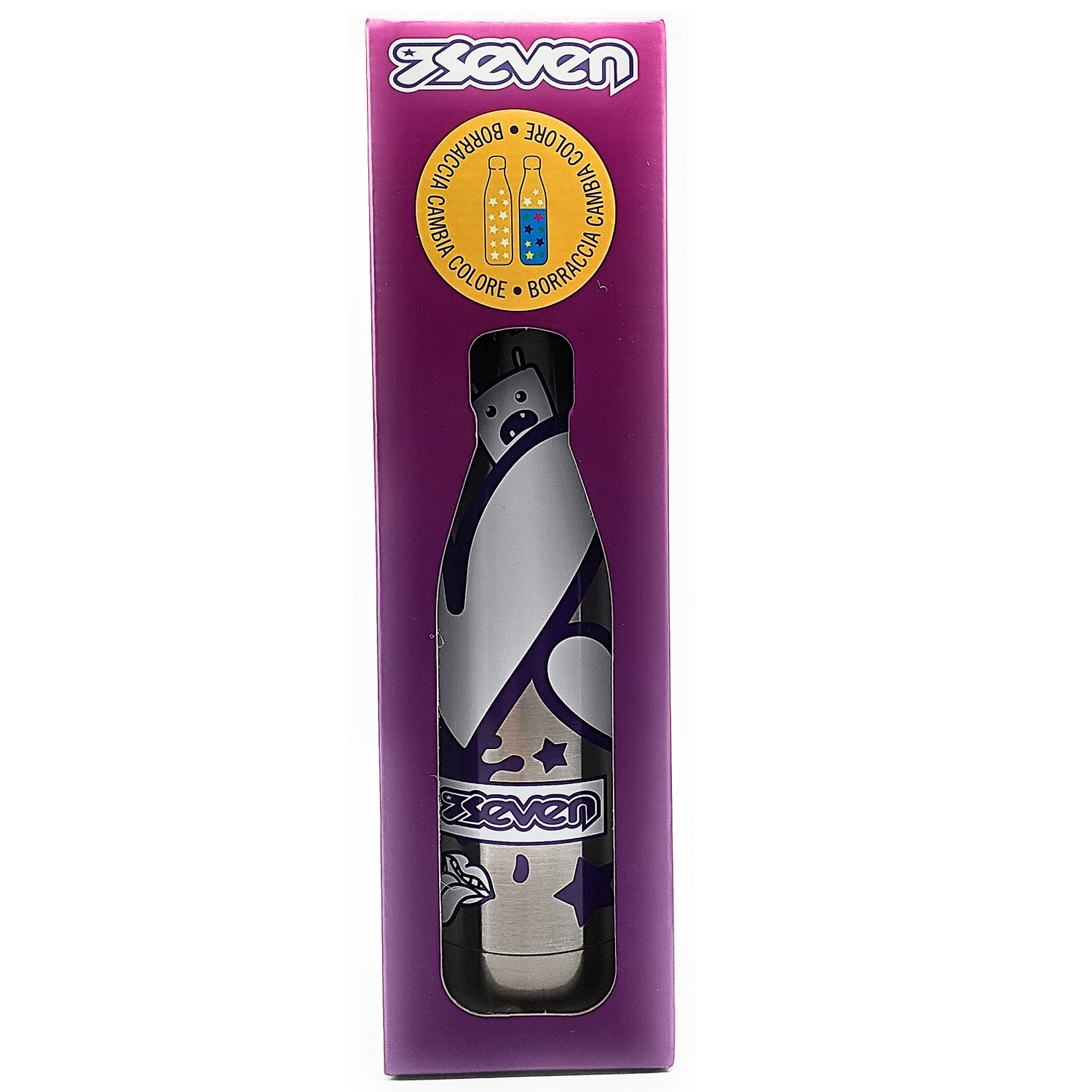 Borraccia Seven 700 Ml – Acciaio Inox 304 – Effetto Cangiante Con Disegno Fulmine – Cambia Colore!