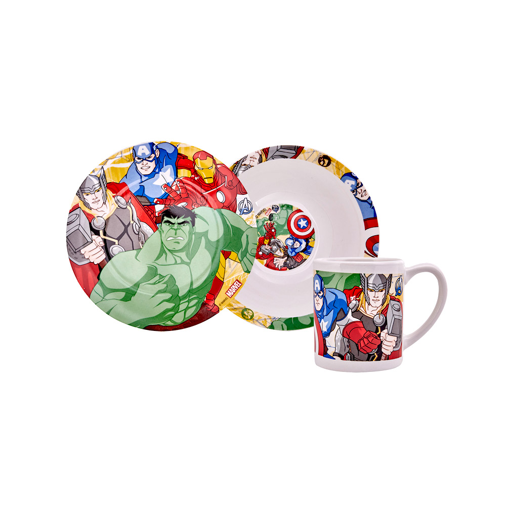 SET JELLY in the POTTERY - Dishes and Cup MARVEL AVENGERS SET JELLY in the POTTERY - Dishes and Cup MARVEL AVENGERS