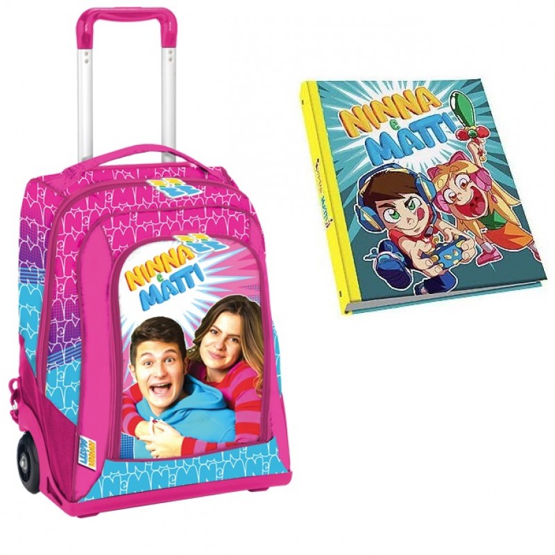 Zaino Trolley Duo Scuola, Ninna e Matti con Raccoglitore ad anelli