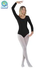 Body Danza In Lycra Manica Lunga Nero Donna