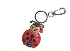 BOMBONIERA PORTACHIAVE in Legno Intarsiato - COCCINELLA LAUREA - 3 pezzi
