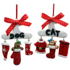 Decorazione Natalizia per Albero di natale - in FIMO - Casa Cane e Gatto