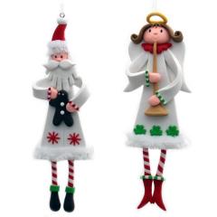Decoración de navidad para el Árbol de navidad - BORDADO - Santa y el Ángel