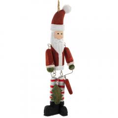 Decorazione per Albero di NATALE - in LEGNO - BABBO NATALE MARIONETTA