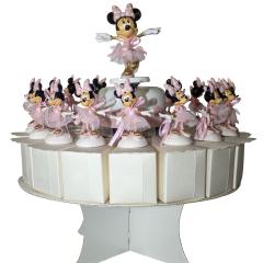 BOMBONIERA TORTA con 18 Scatoline Portaconfetti Statuina Carillon DISNEY MINNIE