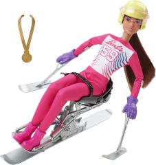 Barbie - Sport Invernali Sciatrice Paralimpica, Bambola Mora Alta 30,4 cm