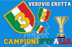 Bandiera Scudetto NAPOLI - VESUVIO ERUTTA , stampa ai due lati
