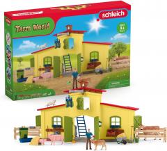 schleich 42605 Grande stalla con animali e accessori, da 3 anni, FARM WORLD - Playset, 64 pezzi