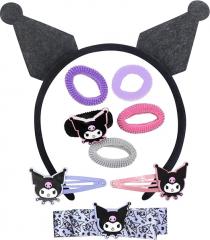 Set di accessori Kuromi con orecchie Kuromi, 5 elastici per capelli e 3 fermagli in confezione regalo
