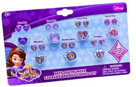 FANTASTICO SET - 7 Paia di Orecchini Adesivi e 7 Anelli DISNEY Principessa SOFIA