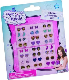 FANTASTICO SET - 24 Paia di Orecchini Adesivi DISNEY VIOLETTA