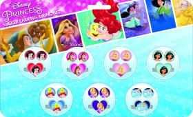 DISNEY PRINCIPESSE - 7 Paia Orecchini Adesivi E 7 Anelli