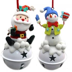 Decorazione Natalizia per Albero di natale - in FIMO - Pupazzo e Babbo Natale