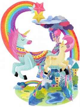 BIGLIETTO AUGURI - 3D Pop-Up UNICORNI