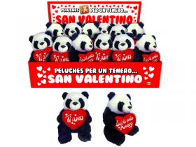 PELUCHE PAMDA CON CUORE E SCRITTA "TI AMO" - 15 cm