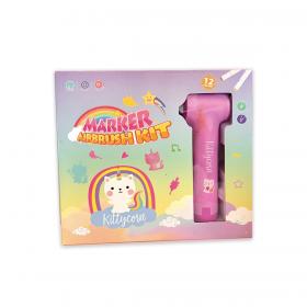 AEROGRAFO Kittycorn Kit Pennarelli Airbrush, 12 Colori, Set Artistico per Bambini