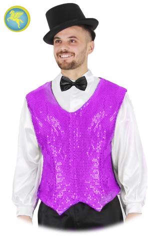 Gilet Paillettes Fuxia Accessorio Di Carnevale