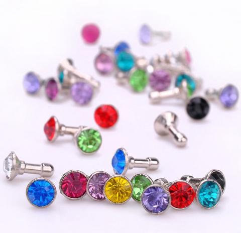 5x Tappi antipolvere brillantino smartphone tablet IPHONE SAMSUNG cuffi jack 3,5