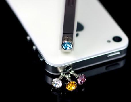 5x Tappi antipolvere brillantino smartphone tablet IPHONE SAMSUNG cuffi jack 3,5
