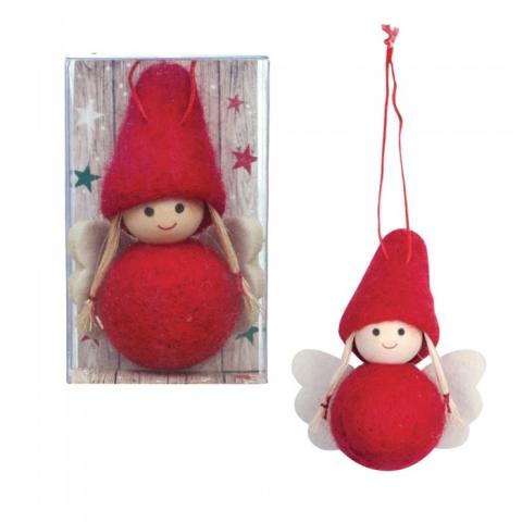 Decorazione Natalizia per Albero di natale - in feltro lana e legno - Angioletto