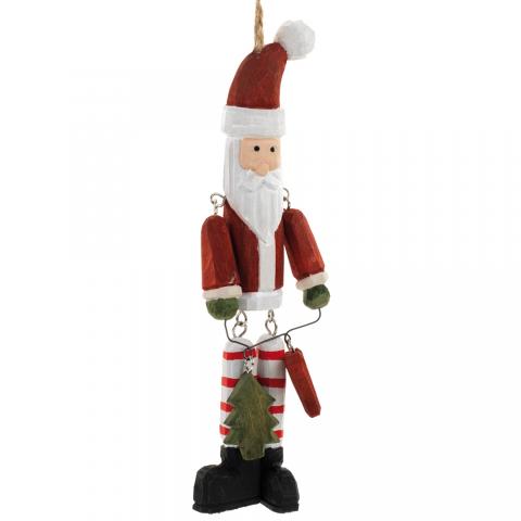 Decorazione per Albero di NATALE - in LEGNO - BABBO NATALE MARIONETTA