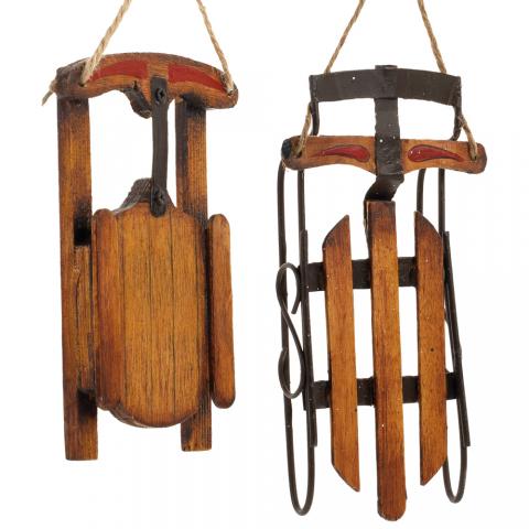 Decorazione per Albero di NATALE - in LEGNO e Metallo - SLITTE