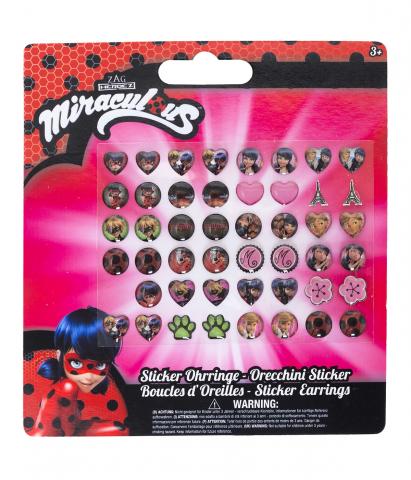 FANTASTICO SET - 24 Paia di Orecchini Adesivi MIRACULOUS LADYBUG