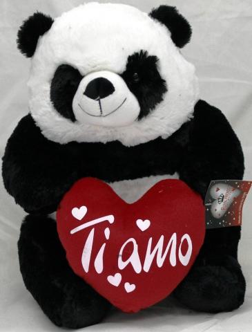 PELUCHE PANDA SAN VALENTINO CON CUORE E SCRITTA "TI AMO" 30 cm