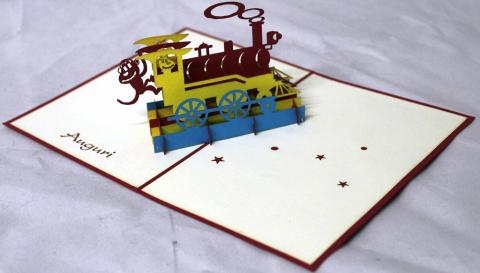 BIGLIETTO AUGURI - ORIGAMI - Treno TRENINO