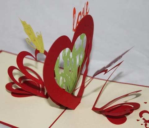 BIGLIETTO AUGURI - ORIGAMI - FIORI E FARFALLE