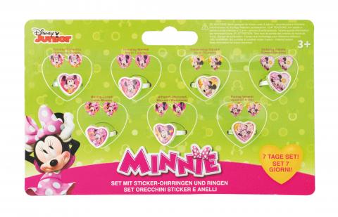 FANTASTICO SET - 7 Paia di Orecchini Adesivi e 7 Anelli  - DISNEY MINNIE
