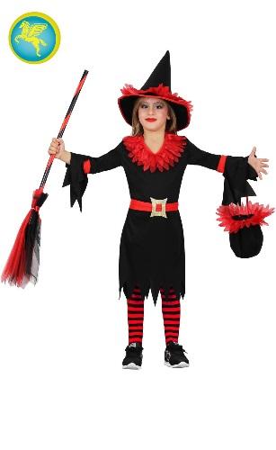 VESTITO COSTUME Maschera di CARNEVALE / HALLOWEEN Bambina STREGA ROSSA