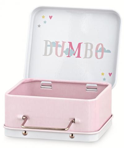 BOMBONIERA ASTUCCIO Scatolina in LATTA porta Confetti DISNEY - DUMBO rosa