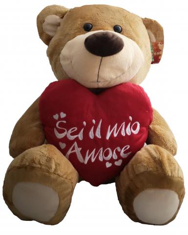 PELUCHE ORSETTO CON CUORE E SCRITTA "SEI IL MIO AMORE" 60 cm