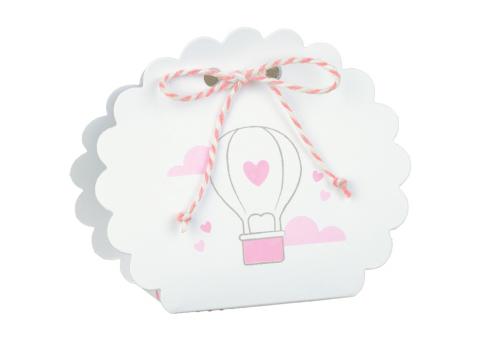10 BOMBONIERE ASTUCCIO Scatolina porta Confetti VENTAGLIO MONGOLFIERA rosa