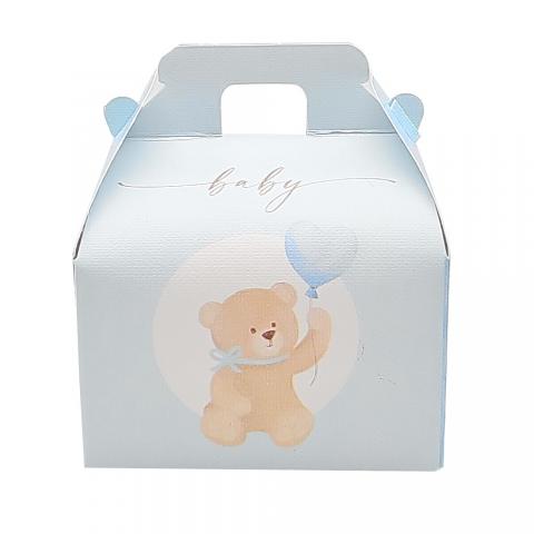 5 Scatole Scatoline Bauletto porta Confetti ORSETTO Nascita - CELESTE