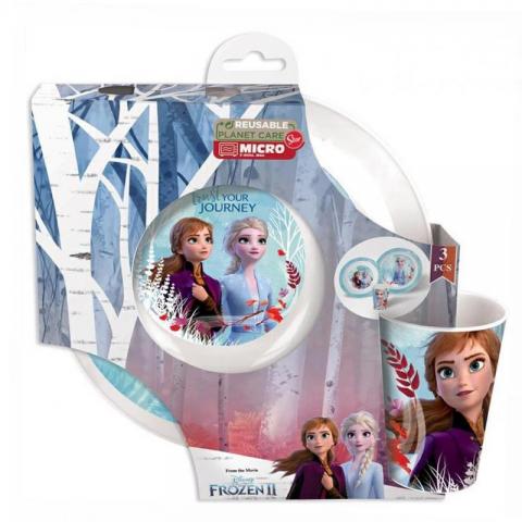 SET PAPPA - Piatti e Bicchiere DISNEY FROZEN DUE - ELSA e ANNA