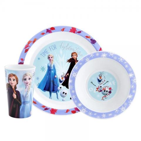 SET PAPPA - Piatti e Bicchiere DISNEY FROZEN DUE - ELSA e ANNA